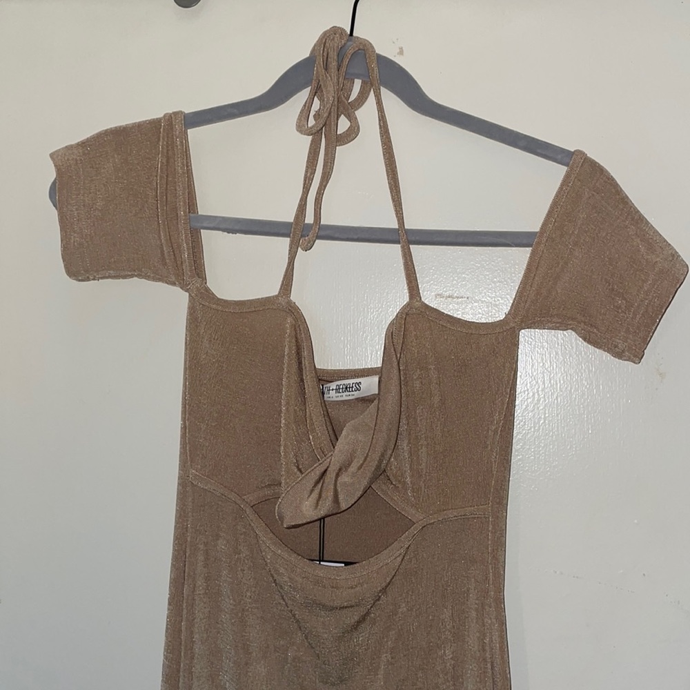 4th + Reckless tie neck Cross top Off the Shoulder Dress